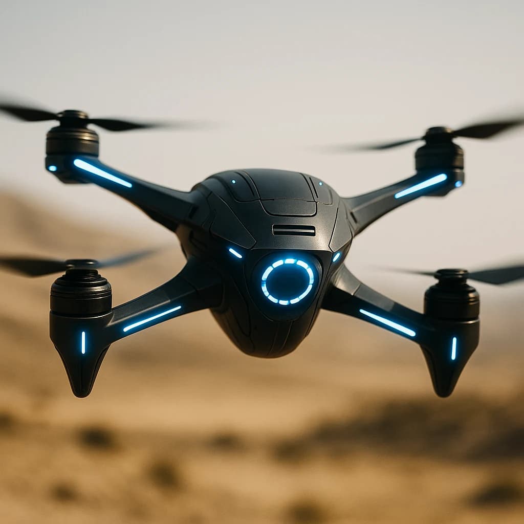 Advanced compact autonomous aerial system photographed outdoors